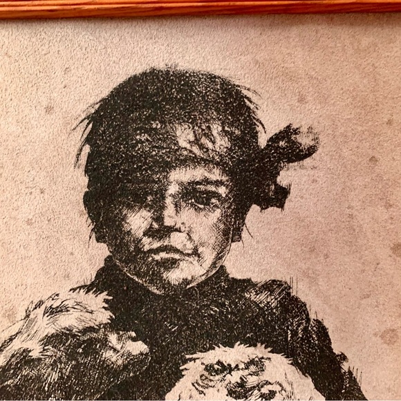 Vintage  Framed Hand Painted Sioux Picture Native American 15/18 Inch - Picture 3 of 15